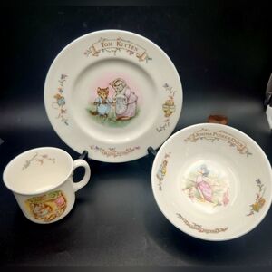 Royal Albert 1986 Beatrix Potter children’s 3 piece dishes set Plate Bowl Cup